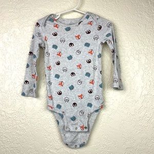 Carter's animals long sleeve grey onsie 24 months